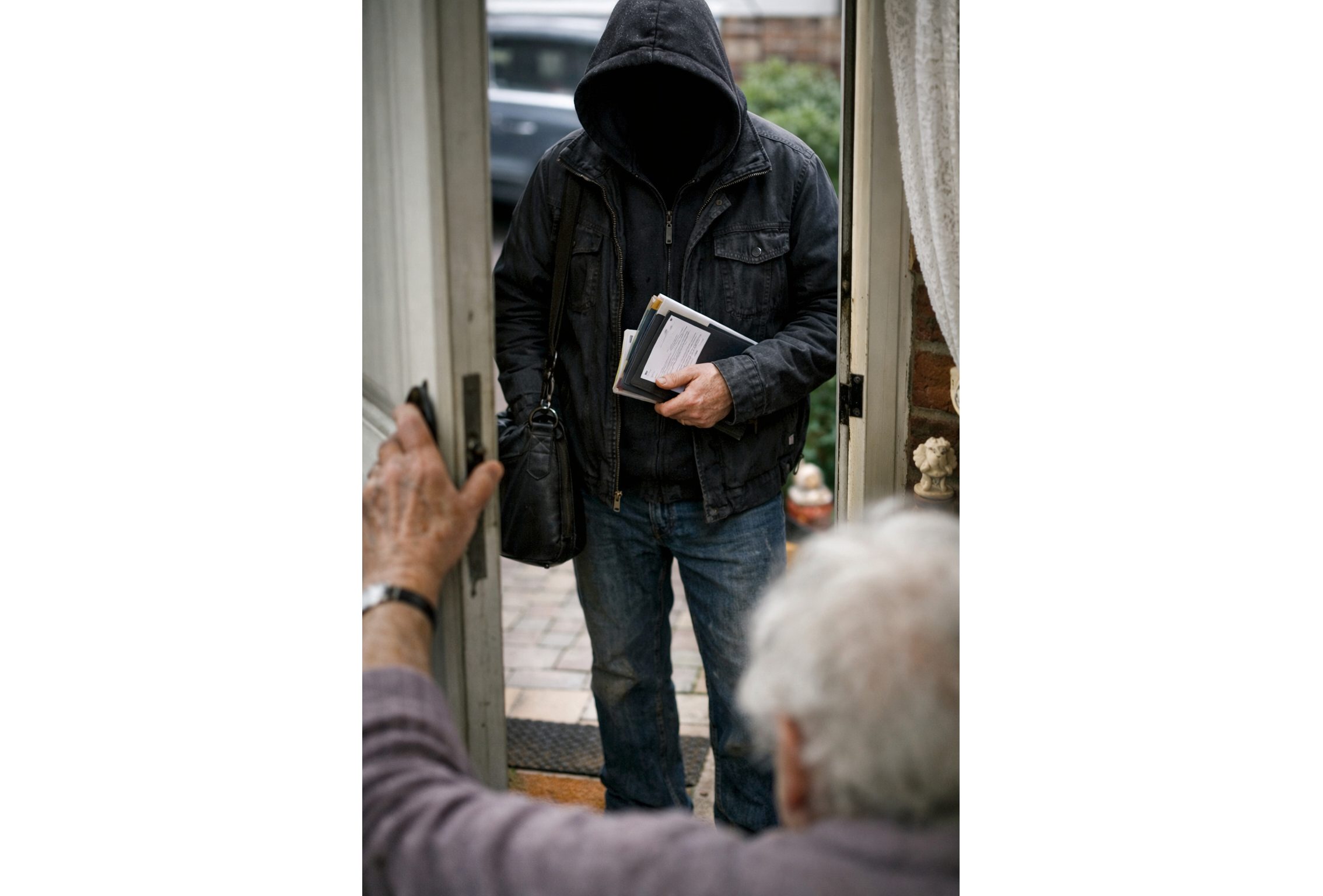AI generated image of a possible doorstep scam