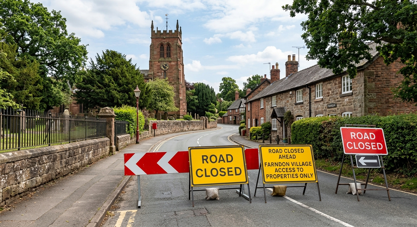 AI Generated Image Illustrating Road Closed in Farndon